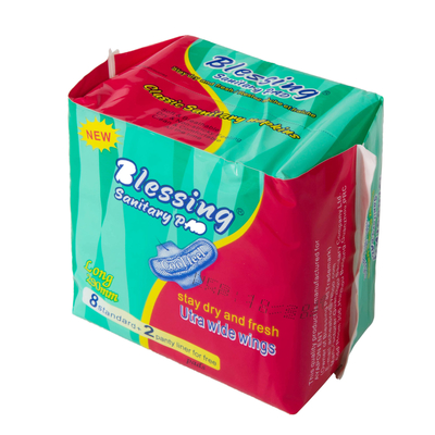 Cojines de la higiene del algodón de las mujeres maxis coas alas de los cojines menstruales 290m m