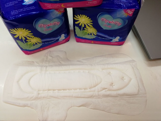 La servilleta sanitaria orgánica rellena 280m m que los cojines sanitarios de seda se secan para la señora